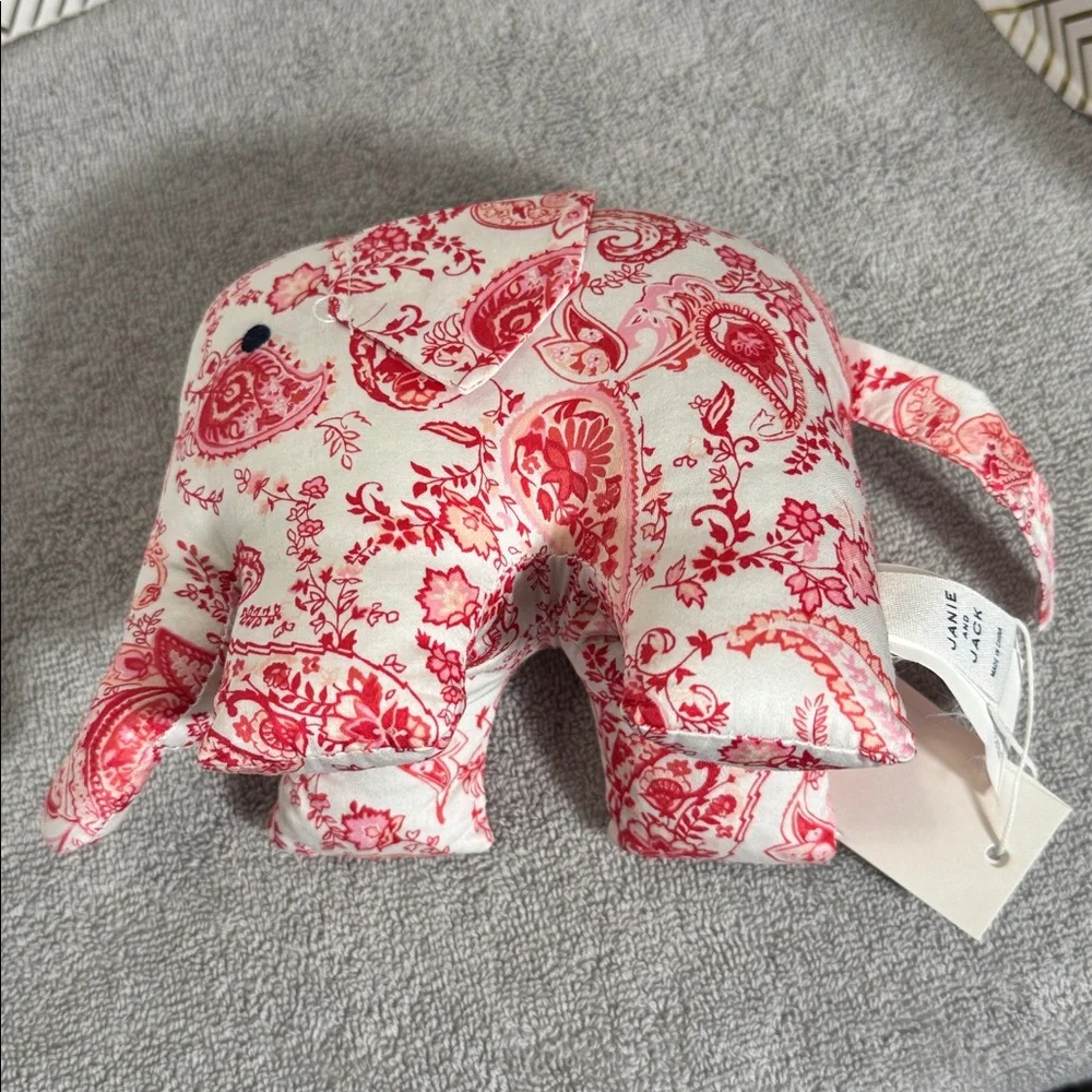 Janie and Jack hat‎ NWT White bucket Hat with bow and pleats and elephant rattle